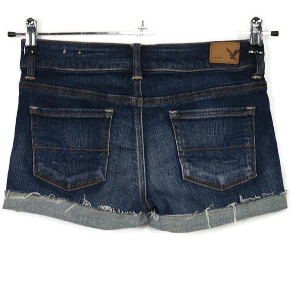 American Eagle Super Stretch Cut‎ Off Jean Shorts Distressed 0 - Picture 2 of 10